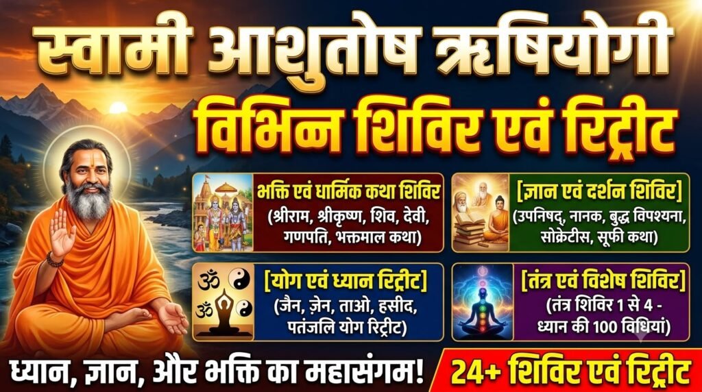 स्वामी आशुतोष ऋषियोगी के विभिन्न शिविर एवं रिट्रीट